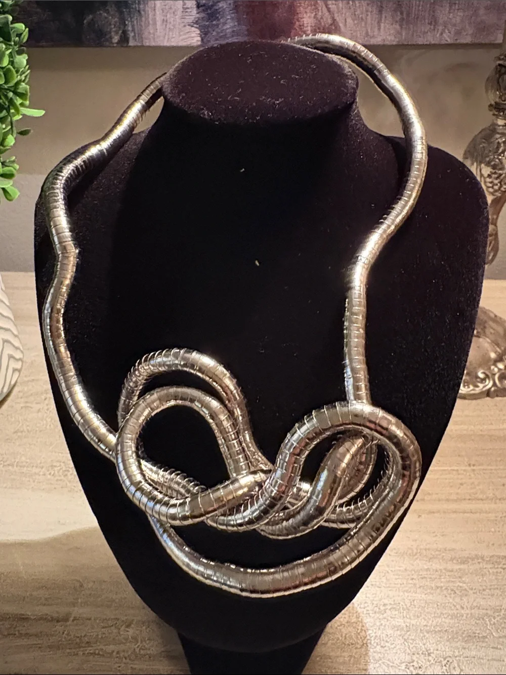 Multi-Strand Sculptural Silver Snake Chain Necklace. Art Deco - Picture 3 of 5